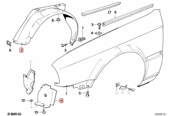 BMW E30 M3 Wheel Housing Cover Set - 51711935842 / 51711935841 / 51711933828 / 51711933827
