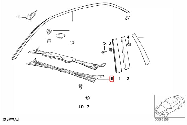 Genuine BMW LHS Windshield Cowl Scuttle Panel for E36 – 51718122265